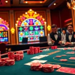 Exciting casino scene featuring mm88 com poker chips and cards on a luxurious table.