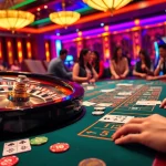 Exciting gambling scene at nhà cái m88 with vibrant casino elements and players engaged in betting.