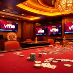 Experience thrilling gameplay at the vt88 poker table with vibrant chips and high stakes.