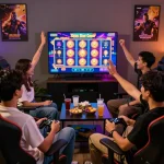 Sekelompok teman menikmati pengalaman bermain Situs Slot Gacor dengan visual yang hidup.