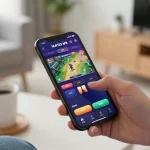 Aplikasi mobile Ulat123 digunakan untuk perjudian langsung, menampilkan gameplay interaktif di smartphone.