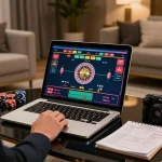 Engaging online gambling experience on a laptop featuring 11win live roulette game.