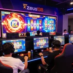 Exciting Zeus138 online slot gaming scene with diverse players engaged in thrilling gameplay.