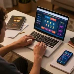 Energileisureparks user engaging in responsible online gambling strategy with live dealer games.