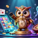 Engage with ps99 immersive gaming experience featuring a time-traveler owl and vibrant casino elements.
