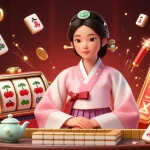 Experience the excitement of gacor200 with elegant casino elements, including slot reels and mahjong tiles.