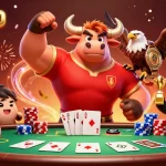 MPO500 platform showcases vibrant mascot celebration with poker and festive elements.