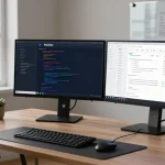 MoltBot AI displayed on multiple monitors in a tech-savvy home office, highlighting automation and productivity.