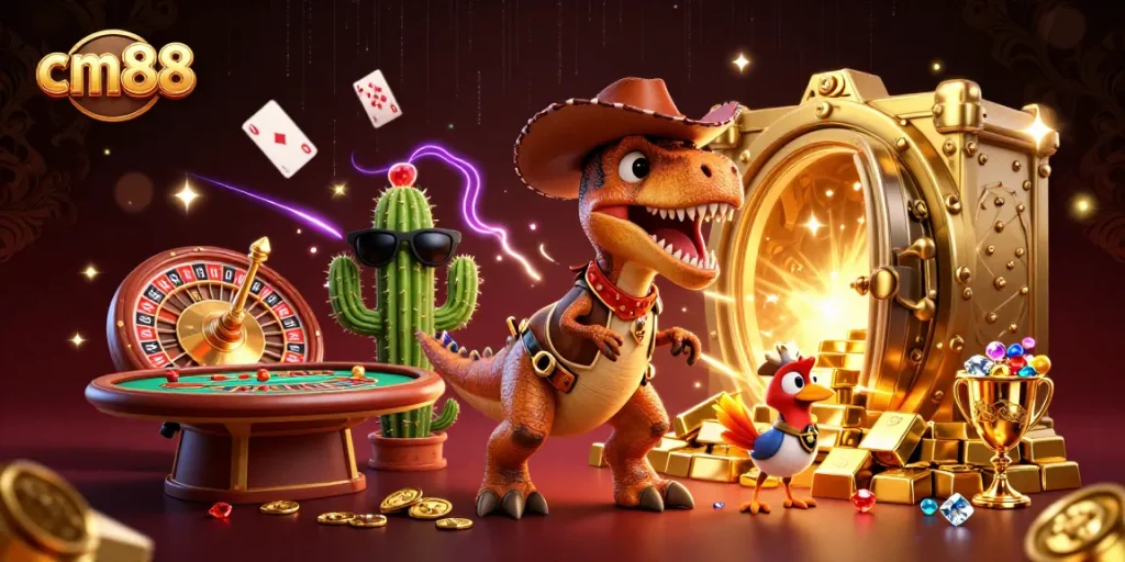 Experience the thrill of cm88 gaming with vibrant 3D characters engaging in dynamic casino action.