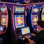 Exciting situs slot online gaming scene with diverse players engaged in vibrant digital slots.