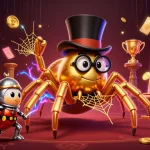 Win big with gampangtoto in this vibrant casino-themed illustration featuring a thrilling scene with dynamic characters.
