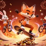 Catch the excitement in 789f as the skateboarding fox and BMX-riding rabbit enjoy thrilling casino adventures.