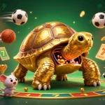 Play exciting games at RED88 with a vibrant 3D illustration of a gold tortoise casino pinball.