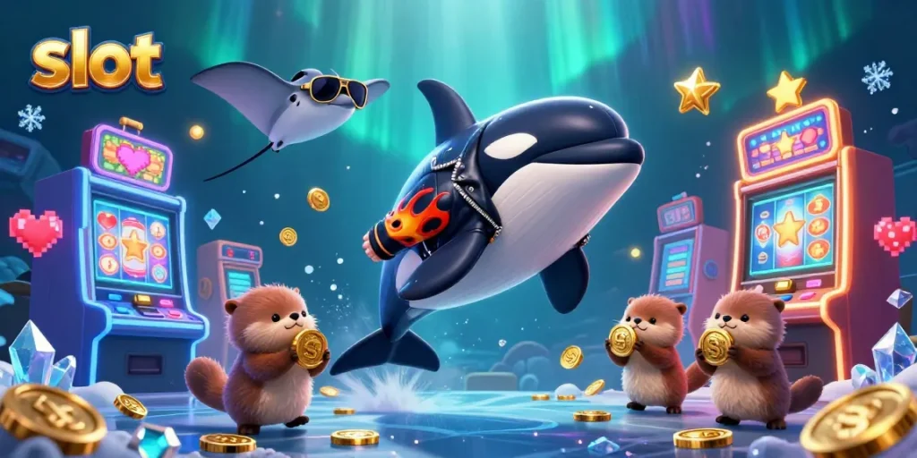 Spin thrilling slot games with colorful characters in a dynamic casino illustration showing action and excitement.