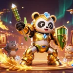 Spin thrilling slot gacor reels with epic cartoon panda and a bamboo robot in action
