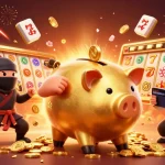 Experience thrilling action in toto slot with a golden piggy bank sumo wrestler and dynamic symbols.