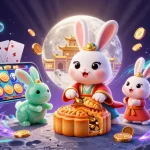 Menangkan slot88 dengan ilustrasi 3D penuh detail yang menampilkan kelinci bulan dan elemen perjudian.