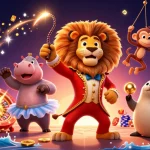 Experience thrilling gameplay with Raja Game featuring 3D circus characters and vibrant casino elements.