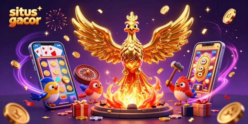 Experience excitement in situs slot gacor with a golden phoenix and dynamic gaming elements.