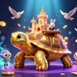 Experience the thrill of tot88 with a vibrant, engaging casino scene featuring a golden tortoise and playful elements.